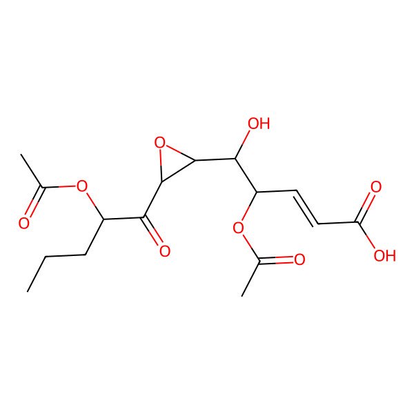 2D Structure of (Z,4S,5R)-4-acetyloxy-5-[(2R,3S)-3-[(2R)-2-acetyloxypentanoyl]oxiran-2-yl]-5-hydroxypent-2-enoic acid