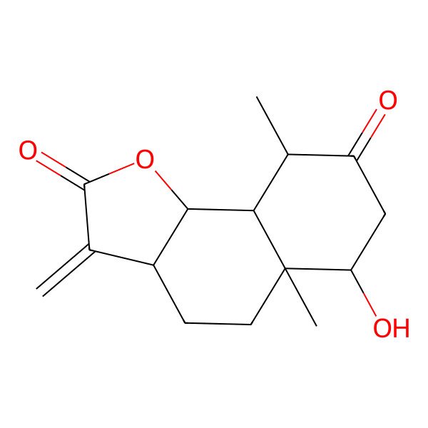 2D Structure of (3aR,5aS,6S,9R,9aR,9bR)-6-hydroxy-5a,9-dimethyl-3-methylidene-3a,4,5,6,7,9,9a,9b-octahydrobenzo[g][1]benzofuran-2,8-dione