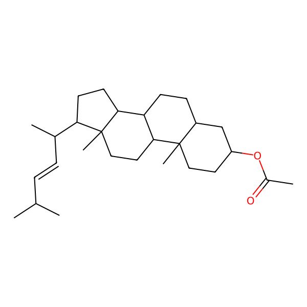 2D Structure of [(3S,5S,8R,9S,10S,13S,14S,17R)-10,13-dimethyl-17-[(E,2S)-5-methylhex-3-en-2-yl]-2,3,4,5,6,7,8,9,11,12,14,15,16,17-tetradecahydro-1H-cyclopenta[a]phenanthren-3-yl] acetate