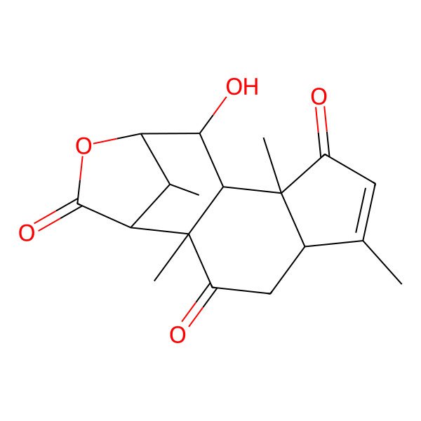 2D Structure of (1S,2R,5R,9S,10S,11R,12R,15R)-11-hydroxy-2,6,9,15-tetramethyl-13-oxatetracyclo[10.2.1.02,10.05,9]pentadec-6-ene-3,8,14-trione