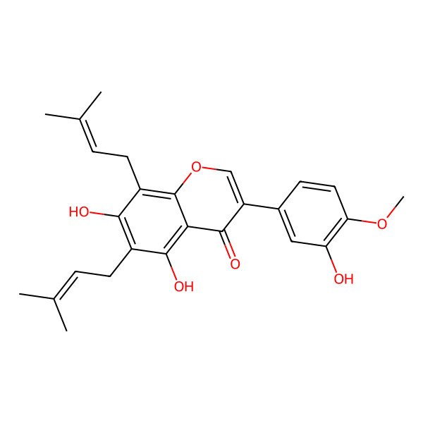 2D Structure of 5,7,3'-Trihydroxy-4'-methoxy-6,8-diprenylisoflavone