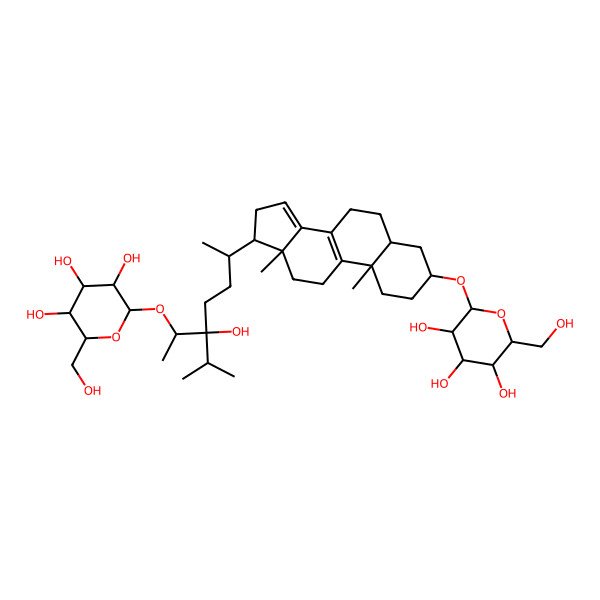 2D Structure of 2-(hydroxymethyl)-6-[[17-[5-hydroxy-5-propan-2-yl-6-[3,4,5-trihydroxy-6-(hydroxymethyl)oxan-2-yl]oxyheptan-2-yl]-10,13-dimethyl-2,3,4,5,6,7,11,12,16,17-decahydro-1H-cyclopenta[a]phenanthren-3-yl]oxy]oxane-3,4,5-triol