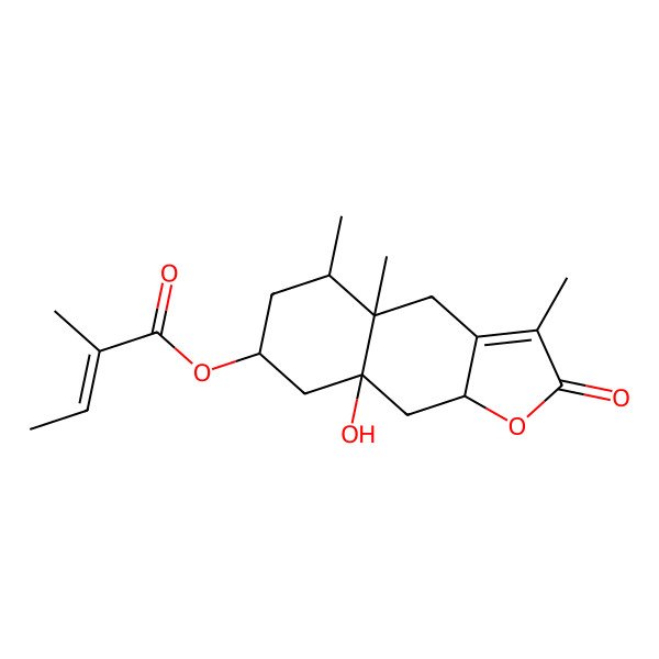 2D Structure of [(4aR,5S,7R,8aS,9aS)-8a-hydroxy-3,4a,5-trimethyl-2-oxo-5,6,7,8,9,9a-hexahydro-4H-benzo[f][1]benzofuran-7-yl] (E)-2-methylbut-2-enoate