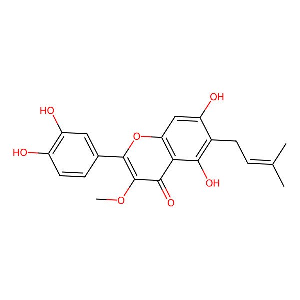 2D Structure of 5,7,3',4'-Tetrahydroxy-3-methoxy-6-prenylflavone