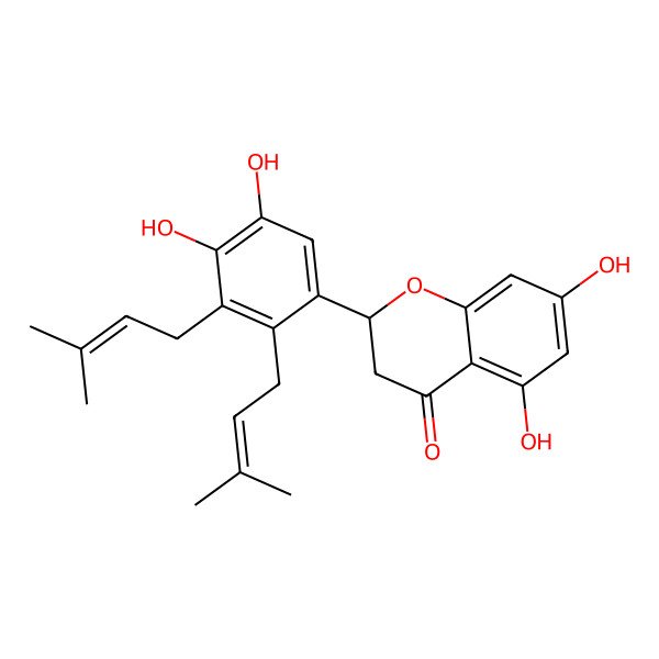 2D Structure of 5,7,3',4'-Tetrahydroxy-5',6'-diprenylflavanone