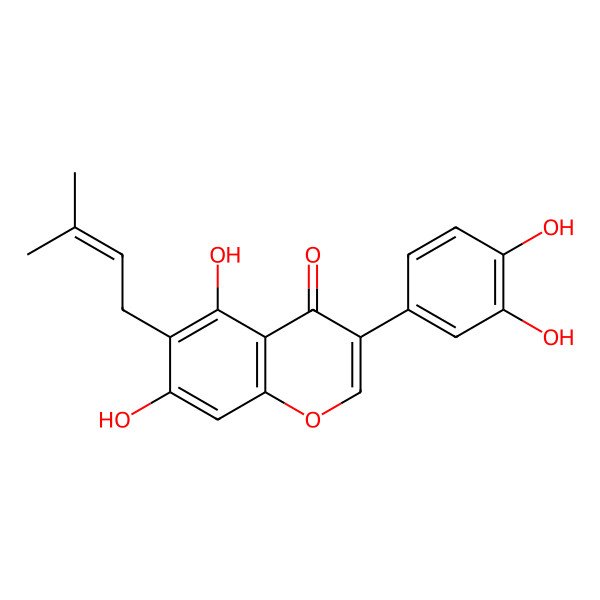 2D Structure of 5,7,3',4'-Tetrahydroxy-6-prenylisoflavone 2D Structure of 5,7,3',4'-Tetrahydroxy-6-prenylisoflavone