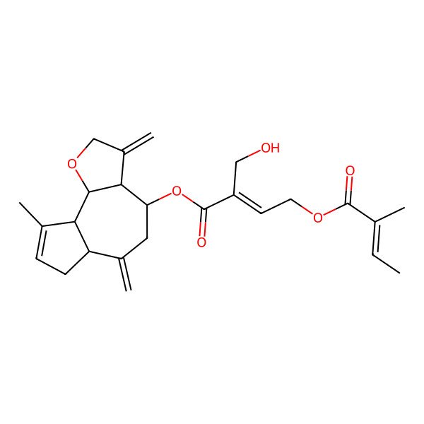 2D Structure of (9-methyl-3,6-dimethylidene-4,5,6a,7,9a,9b-hexahydro-3aH-azuleno[4,5-b]furan-4-yl) 2-(hydroxymethyl)-4-(2-methylbut-2-enoyloxy)but-2-enoate