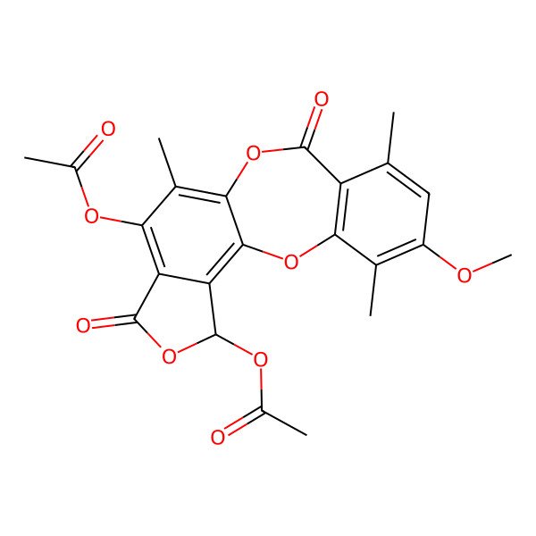 2D Structure of [(17S)-13-acetyloxy-5-methoxy-4,7,12-trimethyl-9,15-dioxo-2,10,16-trioxatetracyclo[9.7.0.03,8.014,18]octadeca-1(18),3(8),4,6,11,13-hexaen-17-yl] acetate