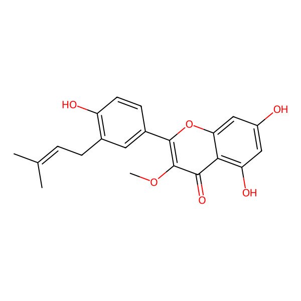 2D Structure of 5,7,4'-Trihydroxy-3'-(3-methylbut-2-enyl)-3-methoxyflavone