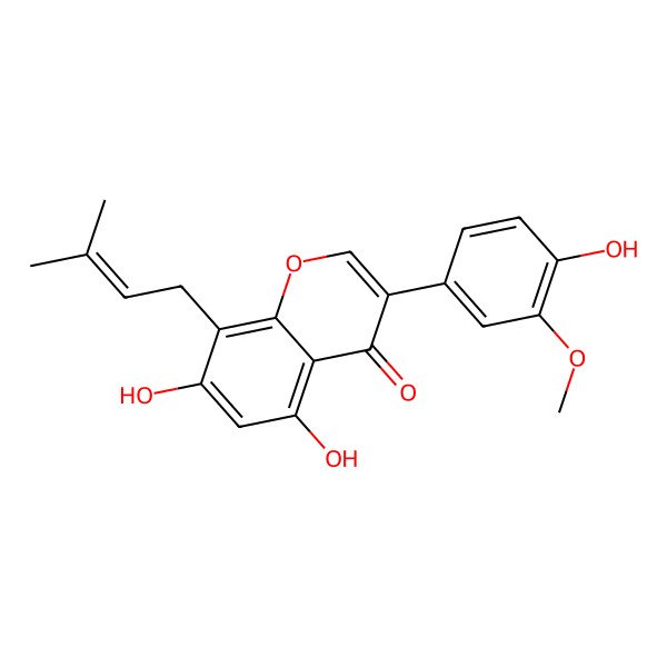 2D Structure of 5,7,4'-Trihydroxy-3'-methoxy-8-prenylisoflavone