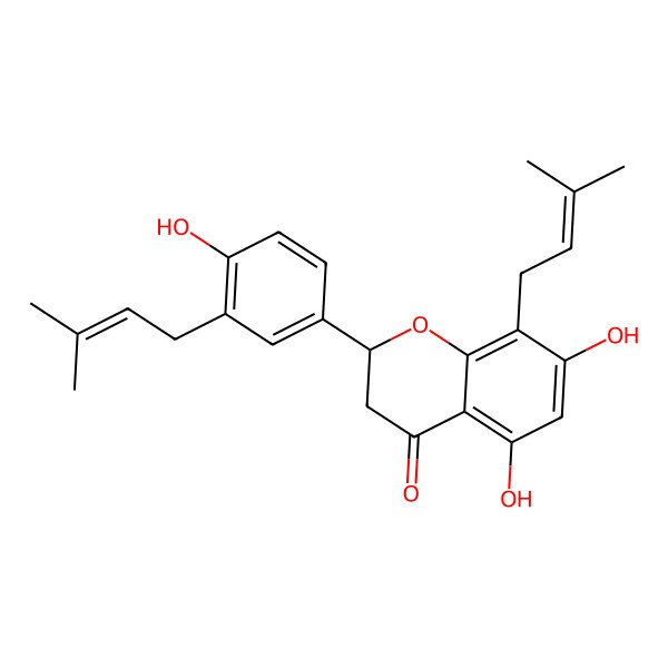 2D Structure of 5,7,4'-Trihydroxy-3',8-diprenylflavanone 2D Structure of 5,7,4'-Trihydroxy-3',8-diprenylflavanone
