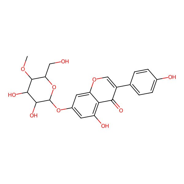 2D Structure of 5,7,4'-trihydroxyisoflavone-7-O-(4''-O-methyl)-beta-d-glucopyranoside
