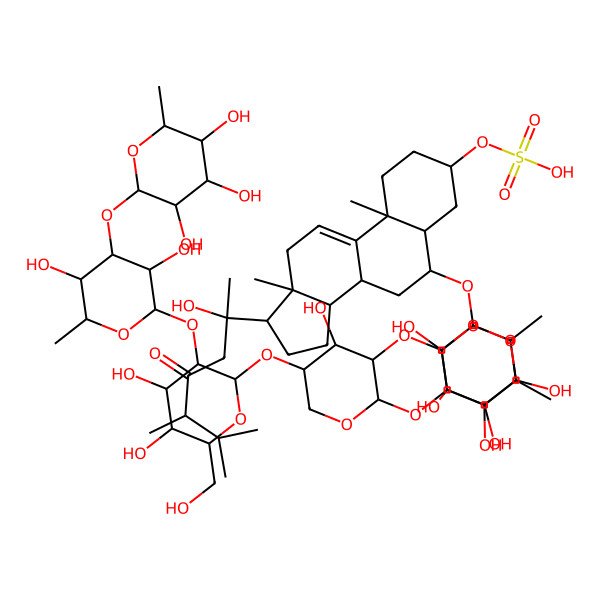 2D Structure of [6-[4-[5-[3-[3,5-dihydroxy-6-methyl-4-(3,4,5-trihydroxy-6-methyloxan-2-yl)oxyoxan-2-yl]oxy-4,5-dihydroxy-6-(hydroxymethyl)oxan-2-yl]oxy-4-hydroxy-3-(3,4,5-trihydroxy-6-methyloxan-2-yl)oxyoxan-2-yl]oxy-3,5-dihydroxy-6-methyloxan-2-yl]oxy-17-(2-hydroxy-5,6-dimethyl-4-oxoheptan-2-yl)-10,13-dimethyl-2,3,4,5,6,7,8,12,14,15,16,17-dodecahydro-1H-cyclopenta[a]phenanthren-3-yl] hydrogen sulfate