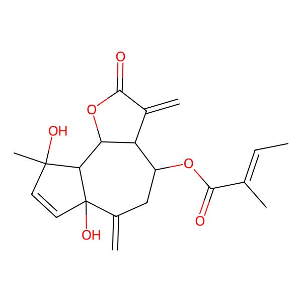 2D Structure of [(3aR,4R,6aS,9S,9aS,9bS)-6a,9-dihydroxy-9-methyl-3,6-dimethylidene-2-oxo-4,5,9a,9b-tetrahydro-3aH-azuleno[4,5-b]furan-4-yl] (E)-2-methylbut-2-enoate