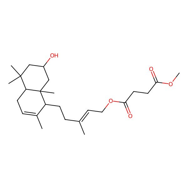 2D Structure of 4-O-[5-(7-hydroxy-2,5,5,8a-tetramethyl-1,4,4a,6,7,8-hexahydronaphthalen-1-yl)-3-methylpent-2-enyl] 1-O-methyl butanedioate
