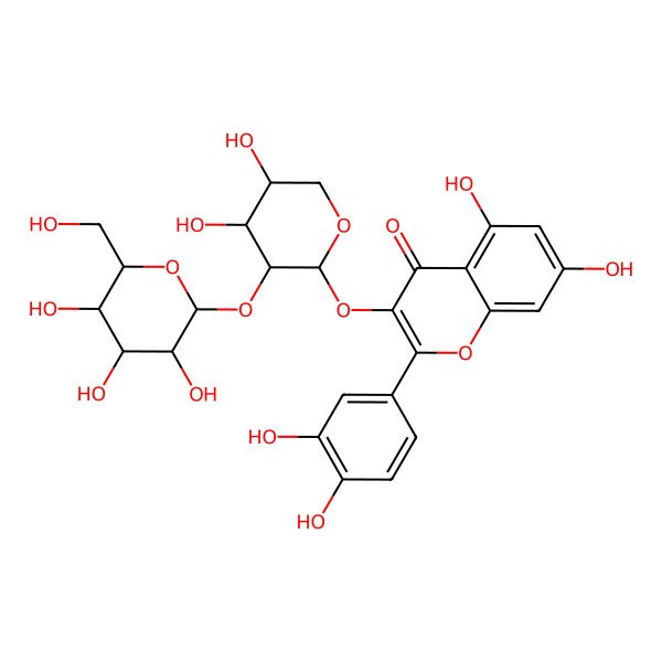 2D Structure of 2-(3,4-Dihydroxyphenyl)-3-[4,5-dihydroxy-3-[3,4,5-trihydroxy-6-(hydroxymethyl)oxan-2-yl]oxyoxan-2-yl]oxy-5,7-dihydroxychromen-4-one