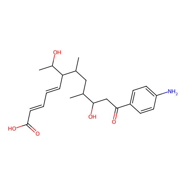 2D Structure of (2E,4E,6S,7R,9S,10R)-12-(4-aminophenyl)-10-hydroxy-6-[(1S)-1-hydroxyethyl]-7,9-dimethyl-12-oxododeca-2,4-dienoic acid