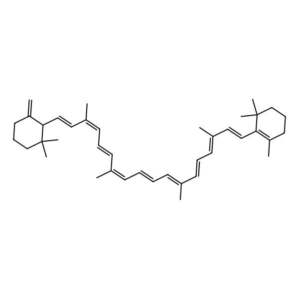 2D Structure of 2-[(1E,3E,5E,7E,9E,11E,13E,15E,17E)-18-[(1S)-2,2-dimethyl-6-methylidenecyclohexyl]-3,7,12,16-tetramethyloctadeca-1,3,5,7,9,11,13,15,17-nonaenyl]-1,3,3-trimethylcyclohexene