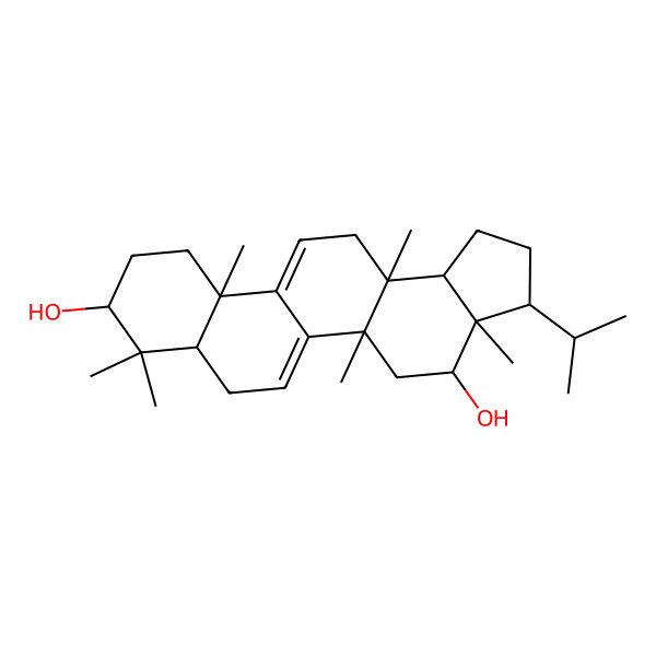 2D Structure of 3a,5a,8,8,11a,13a-Hexamethyl-3-propan-2-yl-1,2,3,4,5,7,7a,9,10,11,13,13b-dodecahydrocyclopenta[a]chrysene-4,9-diol
