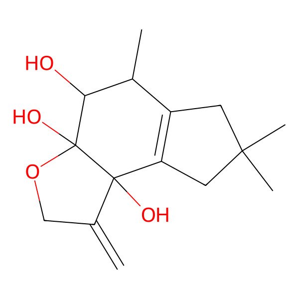 2D Structure of 5,7,7-Trimethyl-1-methylidene-4,5,6,8-tetrahydrocyclopenta[e][1]benzofuran-3a,4,8b-triol