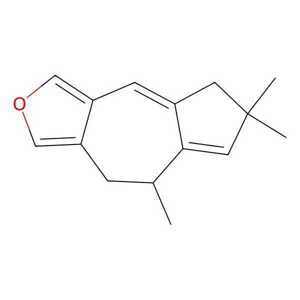 2D Structure of 5,7,7-trimethyl-5,8-dihydro-4H-azuleno[5,6-c]furan