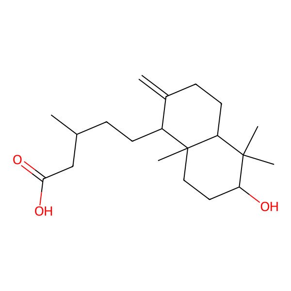 2D Structure of 5-(6-hydroxy-5,5,8a-trimethyl-2-methylidene-3,4,4a,6,7,8-hexahydro-1H-naphthalen-1-yl)-3-methylpentanoic acid 2D Structure of 5-(6-hydroxy-5,5,8a-trimethyl-2-methylidene-3,4,4a,6,7,8-hexahydro-1H-naphthalen-1-yl)-3-methylpentanoic acid