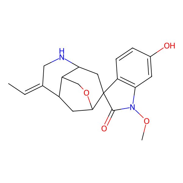 2D Structure of (1S,2S,4S,8S,9R)-7-ethylidene-6'-hydroxy-1'-methoxyspiro[11-oxa-5-azatricyclo[6.3.1.04,9]dodecane-2,3'-indole]-2'-one