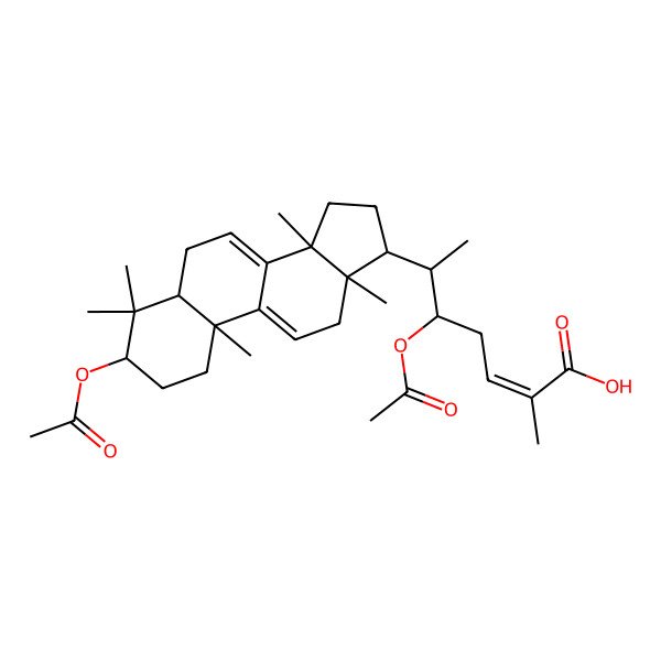 2D Structure of (E,5S,6R)-5-acetyloxy-6-[(3S,5R,10S,13R,14R,17R)-3-acetyloxy-4,4,10,13,14-pentamethyl-2,3,5,6,12,15,16,17-octahydro-1H-cyclopenta[a]phenanthren-17-yl]-2-methylhept-2-enoic acid