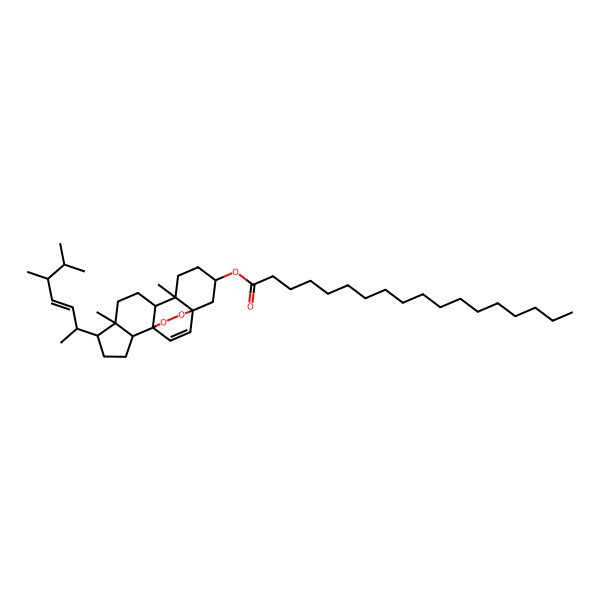 2D Structure of [(1S,5R,6R,10R,13S,15S)-5-[(E,2R,5R)-5,6-dimethylhept-3-en-2-yl]-6,10-dimethyl-16,17-dioxapentacyclo[13.2.2.01,9.02,6.010,15]nonadec-18-en-13-yl] octadecanoate