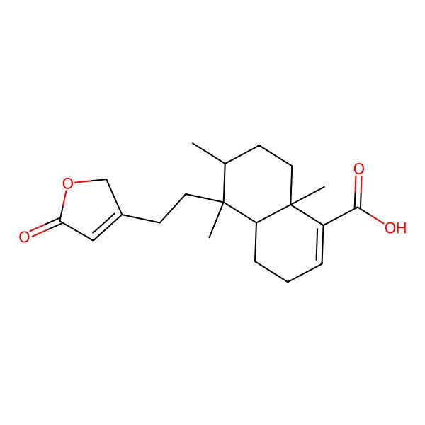 2D Structure of 5,6,8a-trimethyl-5-[2-(5-oxo-2H-furan-3-yl)ethyl]-3,4,4a,6,7,8-hexahydronaphthalene-1-carboxylic acid