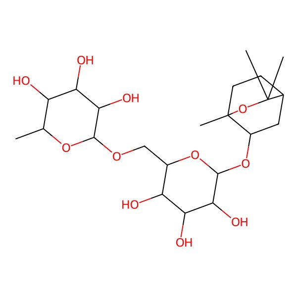 2D Structure of (2S,3R,4R,5R,6R)-2-methyl-6-[[(2R,3S,4S,5R,6S)-3,4,5-trihydroxy-6-[[(1S,4R,6S)-1,3,3-trimethyl-2-oxabicyclo[2.2.2]octan-6-yl]oxy]oxan-2-yl]methoxy]oxane-3,4,5-triol