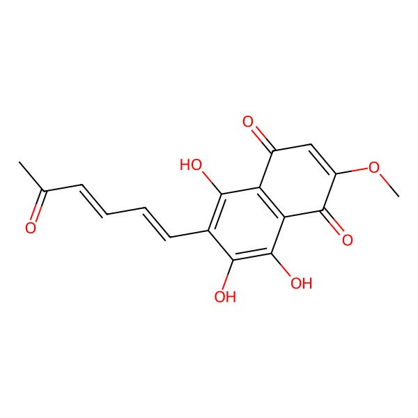 2D Structure of 5,7,8-Trihydroxy-2-methoxy-6-(5-oxohexa-1,3-dienyl)naphthalene-1,4-dione