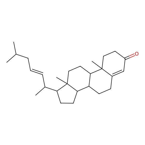 2D Structure of 10,13-Dimethyl-17-(6-methylhept-3-en-2-yl)-1,2,6,7,8,9,11,12,14,15,16,17-dodecahydrocyclopenta[a]phenanthren-3-one