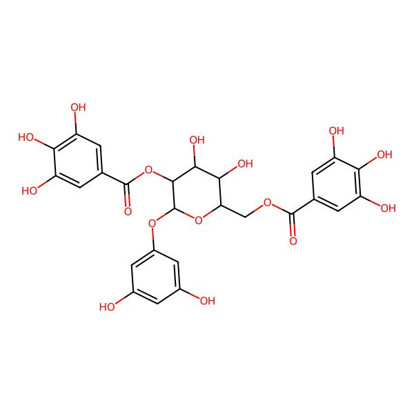 2D Structure of [6-(3,5-Dihydroxyphenoxy)-3,4-dihydroxy-5-(3,4,5-trihydroxybenzoyl)oxyoxan-2-yl]methyl 3,4,5-trihydroxybenzoate