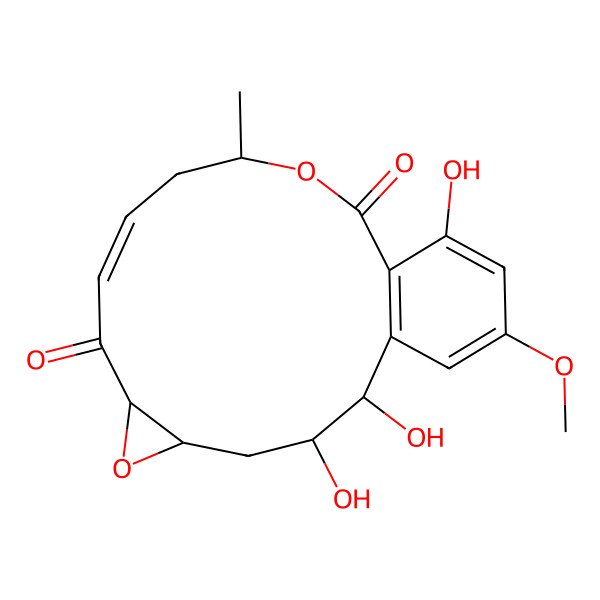 2D Structure of (1AR,3S,4S,9S,15bR)-3,4,12-trihydroxy-14-methoxy-9-methyl-3,4,8,9-tetrahydro-1aH-benzo[c]oxireno[2,3-e][1]oxacyclotetradecine-5,11(2H,15bH)-dione