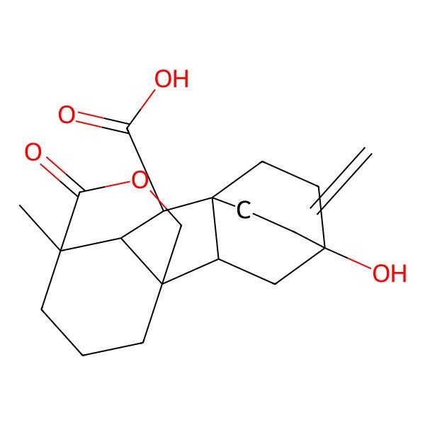 2D Structure of (1R,2R,4R,7R,8S,9S,10S)-4-hydroxy-10-methyl-5-methylidene-11-oxo-12-oxapentacyclo[8.3.3.24,7.01,9.02,7]octadecane-8-carboxylic acid