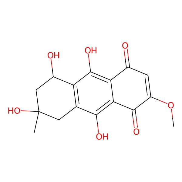 2D Structure of 5,7,9,10-tetrahydroxy-2-methoxy-7-methyl-6,8-dihydro-5H-anthracene-1,4-dione