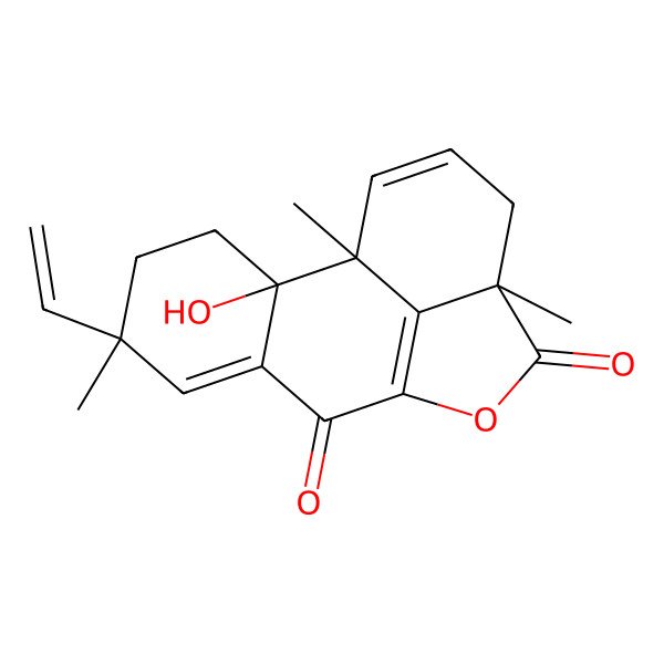 2D Structure of 5-Ethenyl-2-hydroxy-1,5,12-trimethyl-10-oxatetracyclo[7.6.1.02,7.012,16]hexadeca-6,9(16),14-triene-8,11-dione