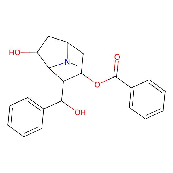 2D Structure of [(1S,2R,3S,5S,7R)-7-hydroxy-2-[(S)-hydroxy(phenyl)methyl]-8-methyl-8-azabicyclo[3.2.1]octan-3-yl] benzoate