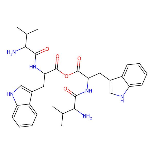 2D Structure of [(2S)-2-[[(2S)-2-amino-3-methylbutanoyl]amino]-3-(1H-indol-3-yl)propanoyl] (2S)-2-[[(2S)-2-amino-3-methylbutanoyl]amino]-3-(1H-indol-3-yl)propanoate