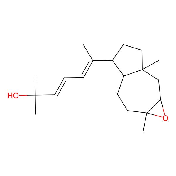 2D Structure of (3E,5E)-6-[(1aR,2aS,5S,5aR,7aS)-2a,7a-dimethyl-1a,2,3,4,5,5a,6,7-octahydroazuleno[5,6-b]oxiren-5-yl]-2-methylhepta-3,5-dien-2-ol
