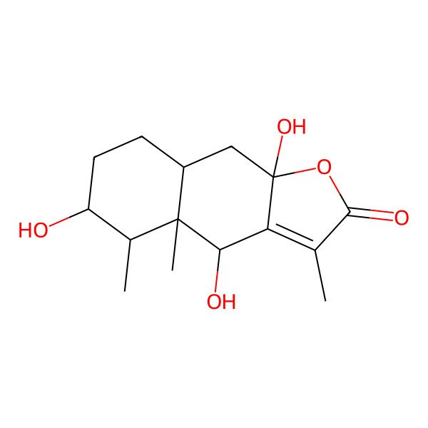 2D Structure of (4R,4aR,5S,6R,8aS,9aR)-4,6,9a-trihydroxy-3,4a,5-trimethyl-5,6,7,8,8a,9-hexahydro-4H-benzo[f][1]benzofuran-2-one