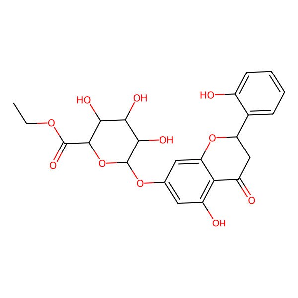 2D Structure of Ethyl 3,4,5-trihydroxy-6-[[5-hydroxy-2-(2-hydroxyphenyl)-4-oxo-2,3-dihydrochromen-7-yl]oxy]oxane-2-carboxylate