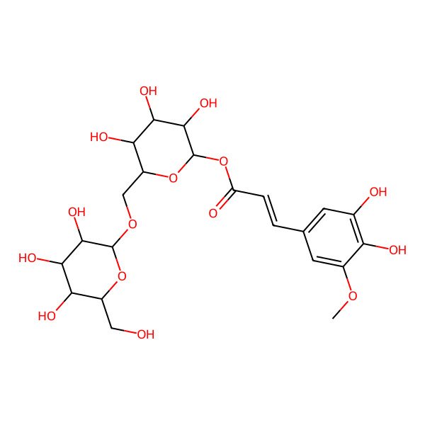 2D Structure of [3,4,5-Trihydroxy-6-[[3,4,5-trihydroxy-6-(hydroxymethyl)oxan-2-yl]oxymethyl]oxan-2-yl] 3-(3,4-dihydroxy-5-methoxyphenyl)prop-2-enoate