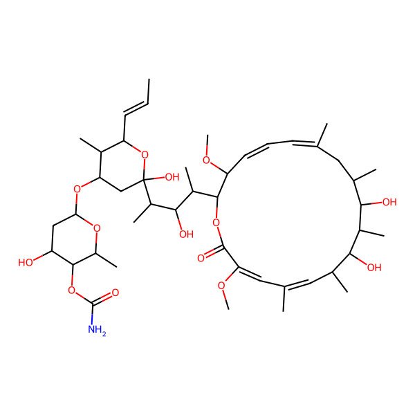 2D Structure of [6-[(4R)-2-[(4S)-4-[(4E,6E,11S,12R,13R,14E,16Z)-10,12-dihydroxy-3,17-dimethoxy-7,9,11,13,15-pentamethyl-18-oxo-1-oxacyclooctadeca-4,6,14,16-tetraen-2-yl]-3-hydroxypentan-2-yl]-2-hydroxy-5-methyl-6-[(E)-prop-1-enyl]oxan-4-yl]oxy-4-hydroxy-2-methyloxan-3-yl] carbamate