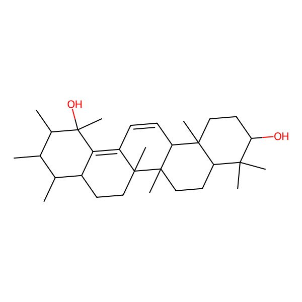 2D Structure of (1R,2R,3S,4R,6aS,6bR,12aS)-1,2,3,4,6a,6b,9,9,12a-nonamethyl-3,4,4a,5,6,6a,7,8,8a,10,11,12-dodecahydro-2H-picene-1,10-diol