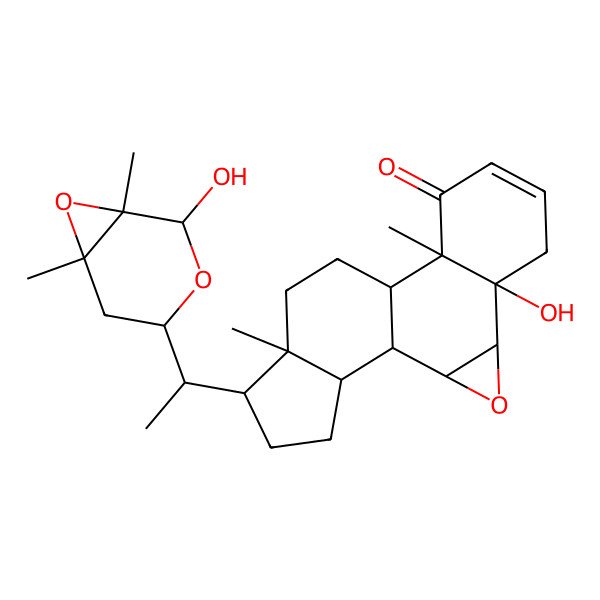 2D Structure of (1S,2S,4S,5R,10R,11S,14R,15R,18S)-5-hydroxy-15-[(1S)-1-[(1S,2R,4S,6S)-2-hydroxy-1,6-dimethyl-3,7-dioxabicyclo[4.1.0]heptan-4-yl]ethyl]-10,14-dimethyl-3-oxapentacyclo[9.7.0.02,4.05,10.014,18]octadec-7-en-9-one