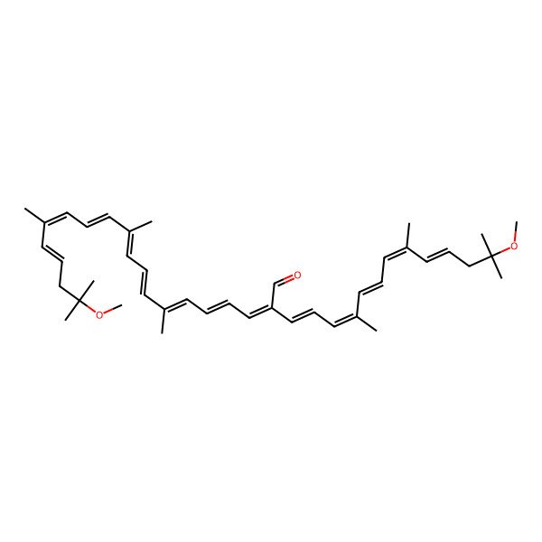 2D Structure of (2Z,4E,6E,8E,10E,12E,14E,16E)-19-methoxy-2-[(1E,3E,5E,7E,9E)-12-methoxy-4,8,12-trimethyltrideca-1,3,5,7,9-pentaenyl]-7,11,15,19-tetramethylicosa-2,4,6,8,10,12,14,16-octaenal