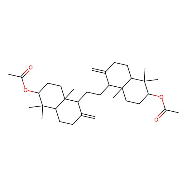 2D Structure of [(2S,4aR,5S,8aR)-5-[2-[(1R,4aS,6S,8aR)-6-acetyloxy-5,5,8a-trimethyl-2-methylidene-3,4,4a,6,7,8-hexahydro-1H-naphthalen-1-yl]ethyl]-1,1,4a-trimethyl-6-methylidene-3,4,5,7,8,8a-hexahydro-2H-naphthalen-2-yl] acetate