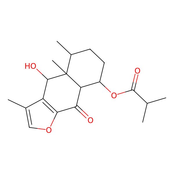 2D Structure of (4-Hydroxy-3,4a,5-trimethyl-9-oxo-4,5,6,7,8,8a-hexahydrobenzo[f][1]benzofuran-8-yl) 2-methylpropanoate